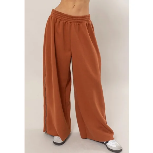 #836 🛑S,M Boho Chic Fabulous Wide-Leg Side Zipper Sweatpant - Picture 7 of 15